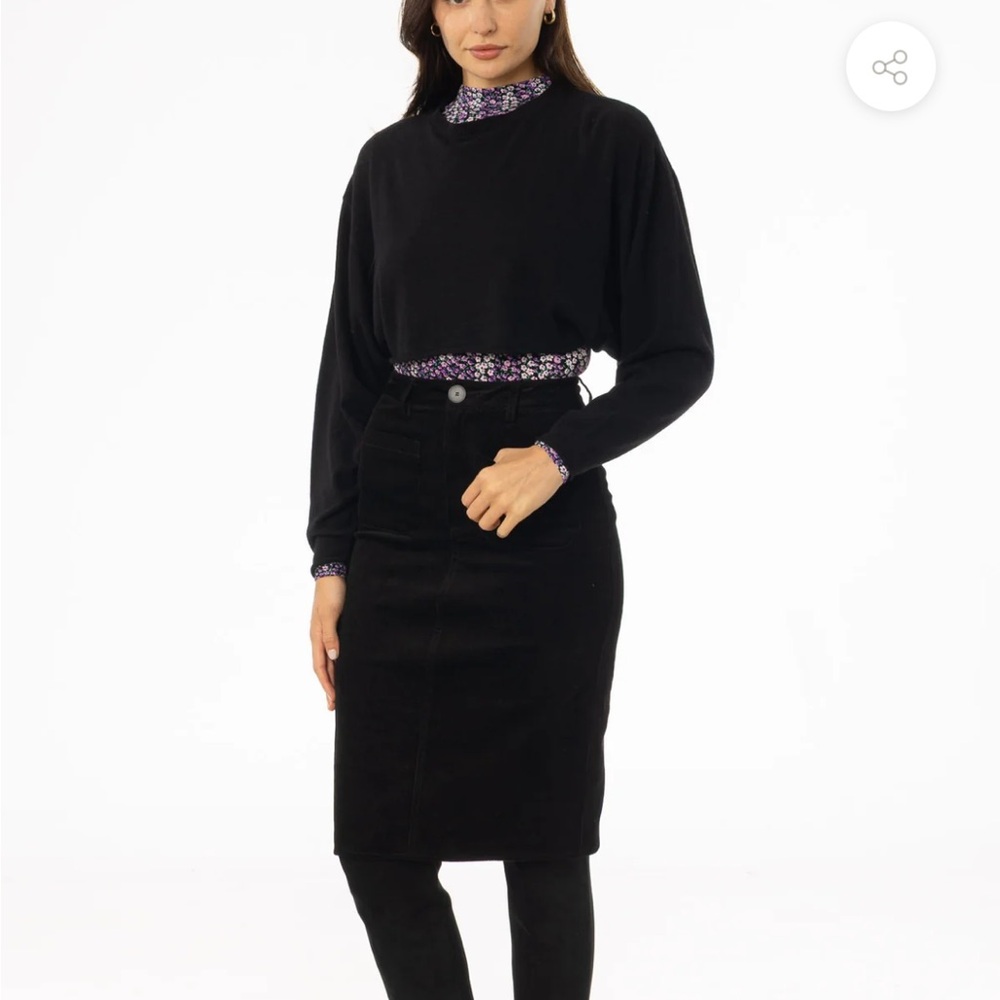Pocket Corduroy Pencil Skirt